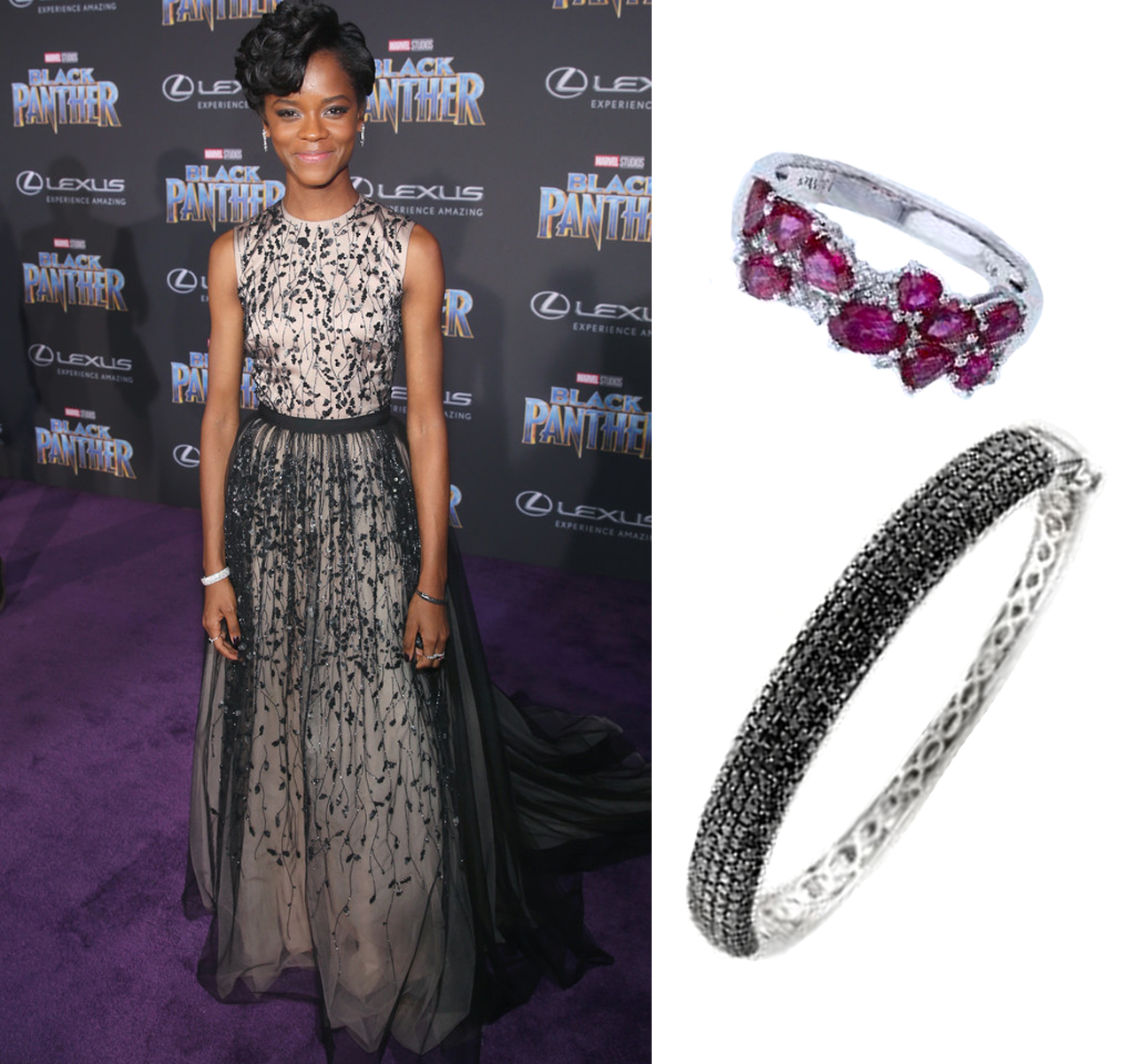 Letitia Wright Wears Le Vian Jewelry to World Premiere of "Black Panther" in Hollywood